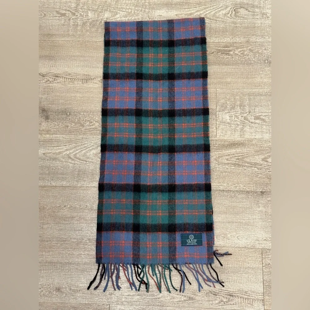 Clans Scotland VINTAGE 100% Lambswool Tartan Plaid Scarf Quiet Luxury 60